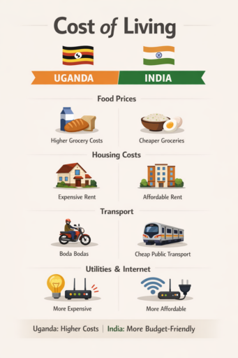 Cost of Living in Uganda vs India