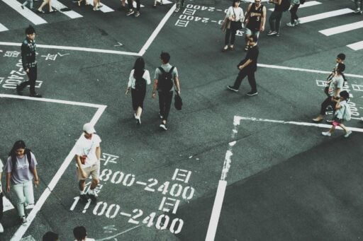 Taiwanese people crossing the street