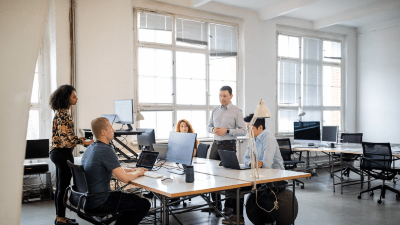 Office meeting on how to invest in startups