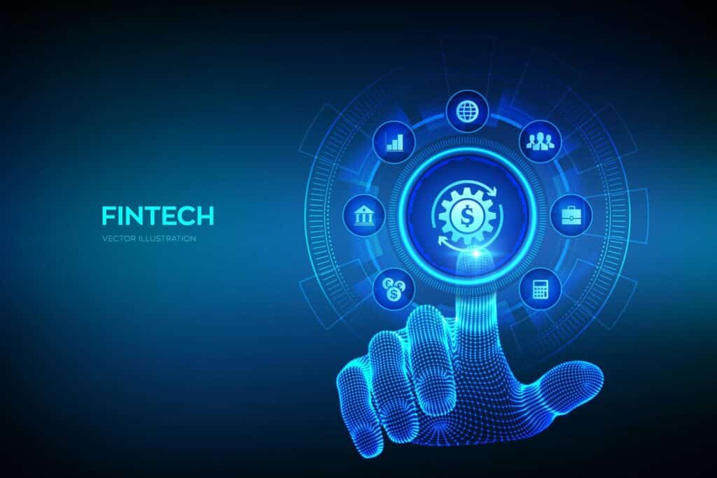 fintech financial technology online banking and crowdfunding vector