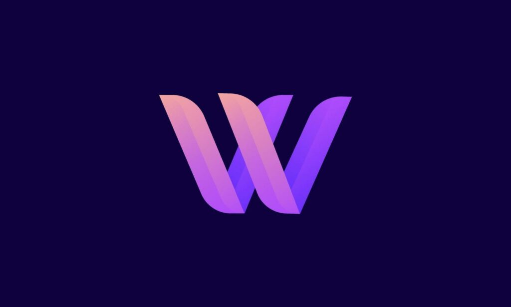 letter w logo design with modern purple color isolated on dark background vector 1