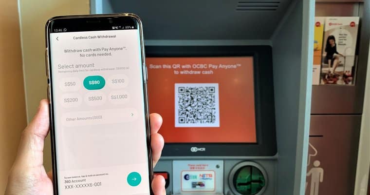 Cardless ATM withdrawal is possible with a QR code.