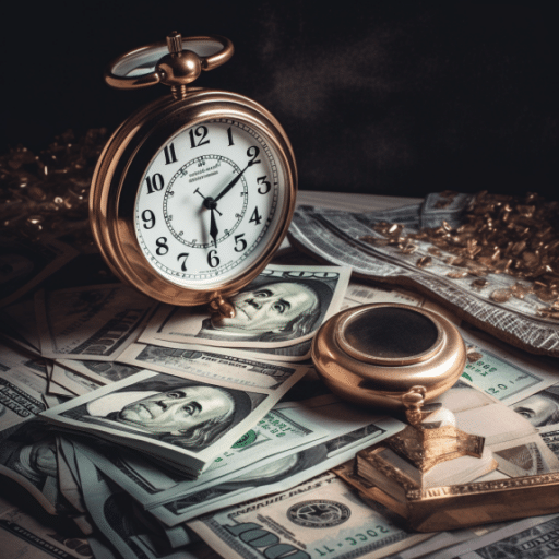 121 a photo of clock and money. 9cff9d7c 25a0 4fed 9bc7 af1c82abbe41