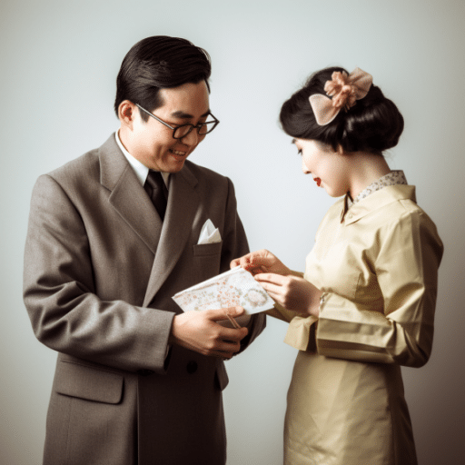 1571 a photo of japanese husband gives an envelope to h 1fd40d53 a1b1 41bd a78f eca1e42d3adc