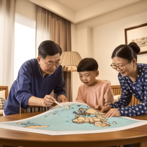 23248 a Chinese Hong Kong family is looking at world map 8e44d985 bc88 47db a715 9cedf9dfa52f