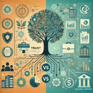difference between a trust and holding company