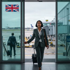 role of HMRC in moving abroad - woman leaving the UK